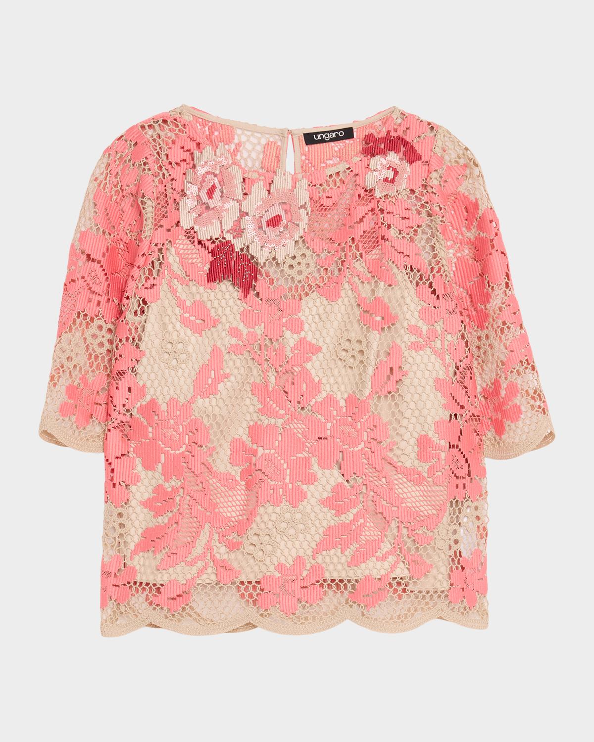 Ungaro Wren Scalloped Floral Lace Blouse