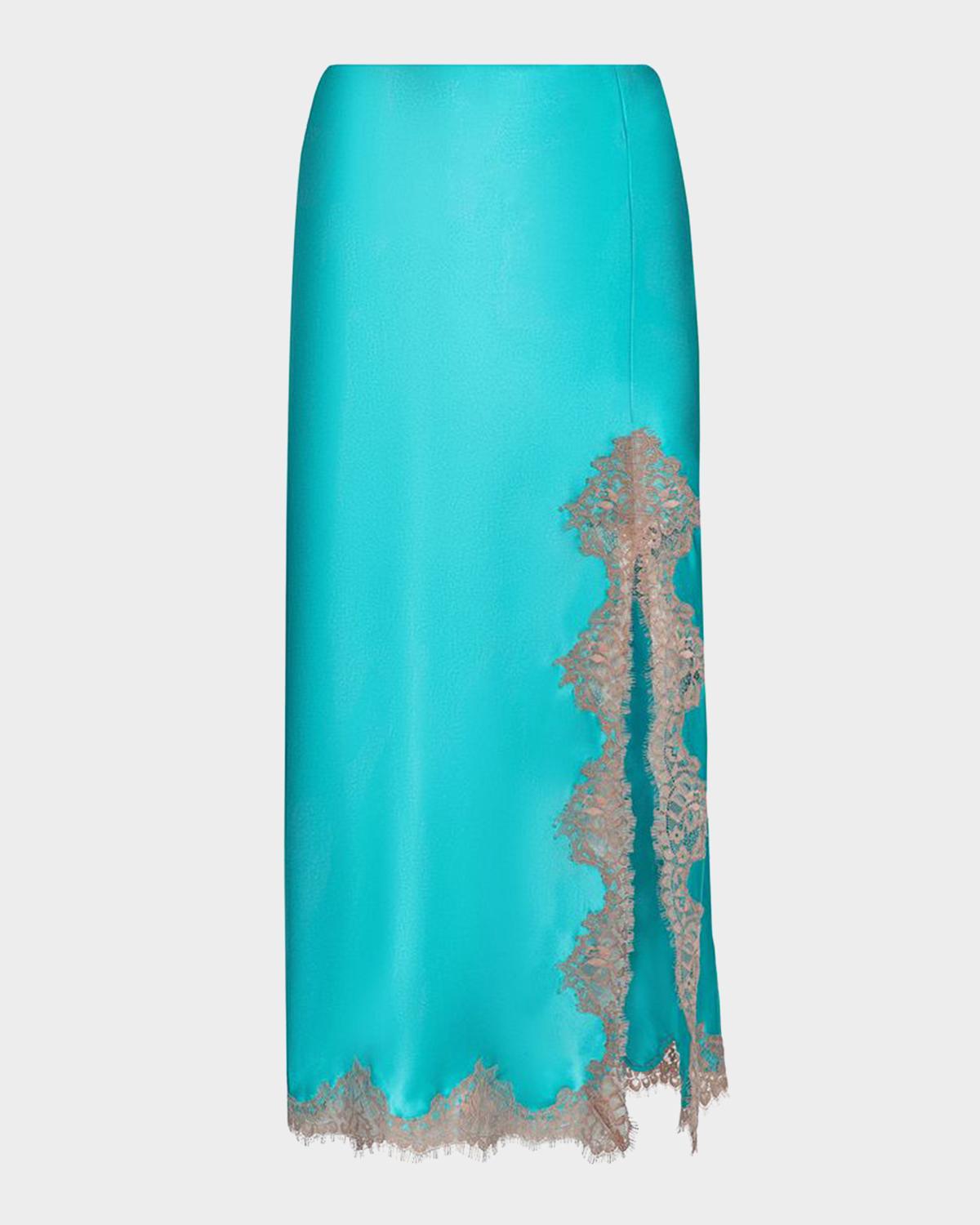L 'AGENCE Tico Lace Silk Midi Skirt
