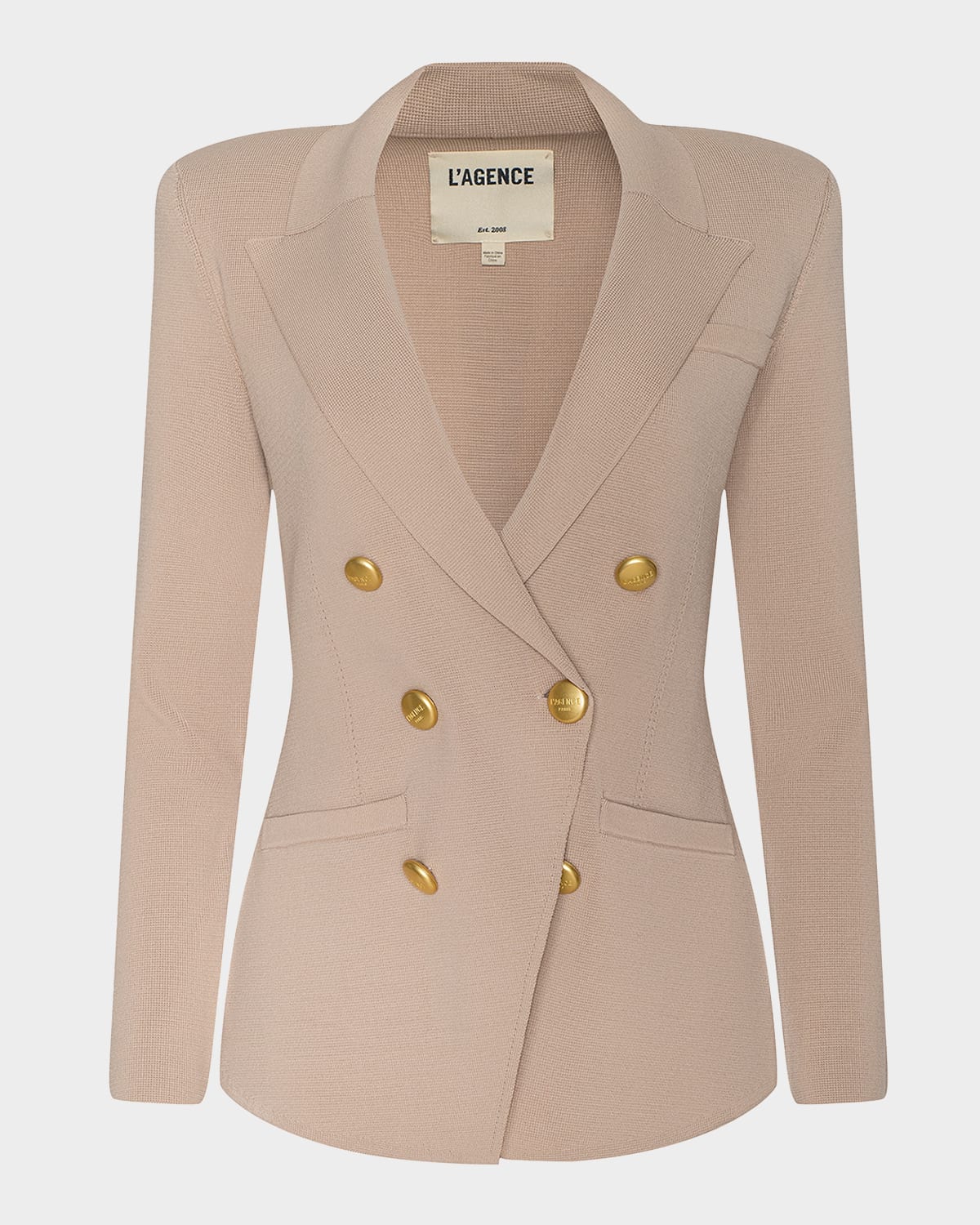 L & Apos;agence Amelia Knit Double-breasted Blazer In Pink