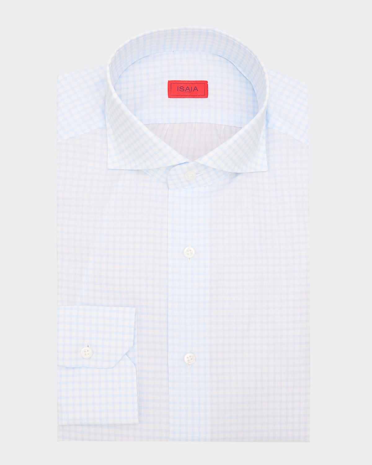 Isaia Men's Grid Check Cotton Dress Shirt