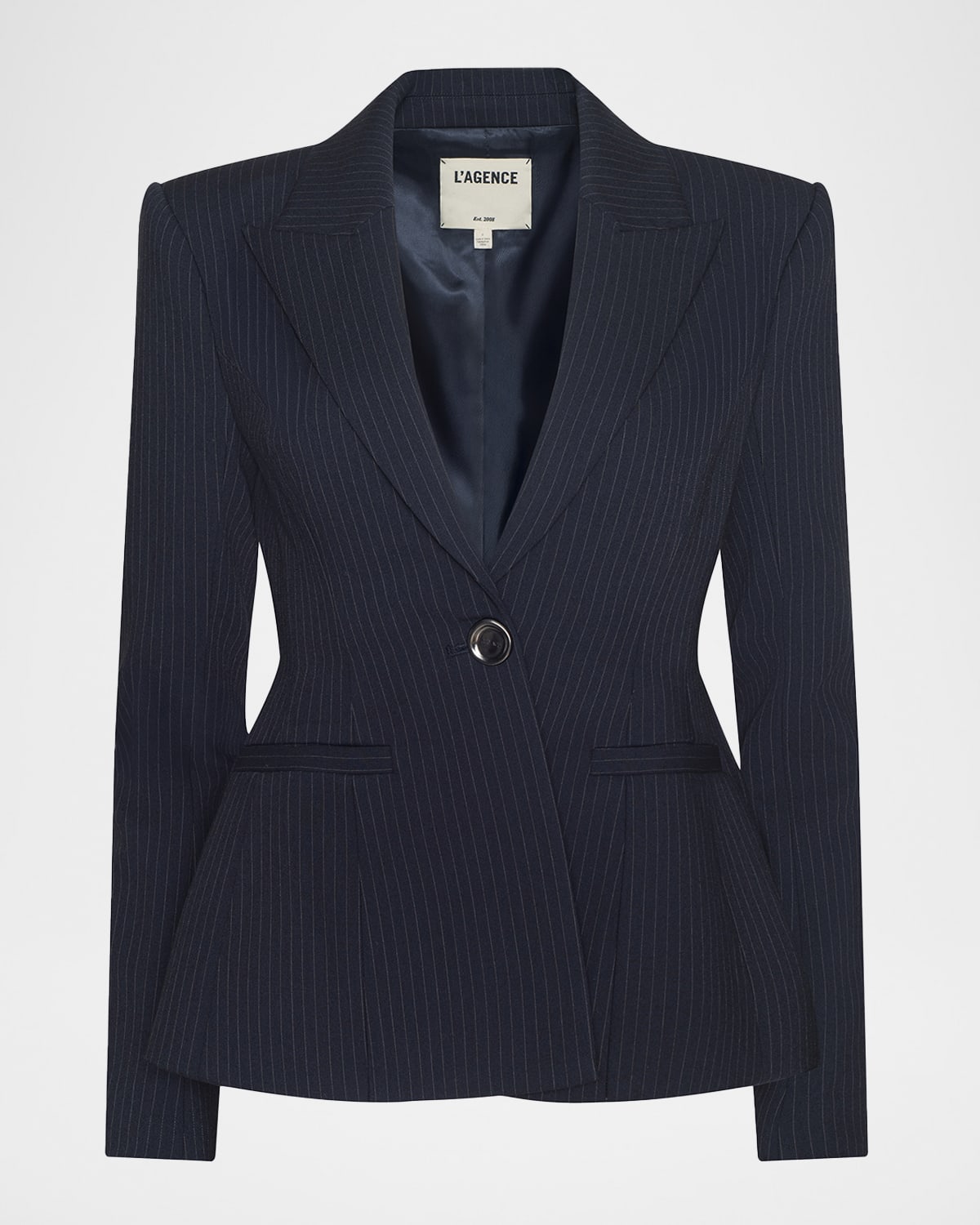 L & Apos;agence Therese Single-breasted Pinstripe Blazer In Blue