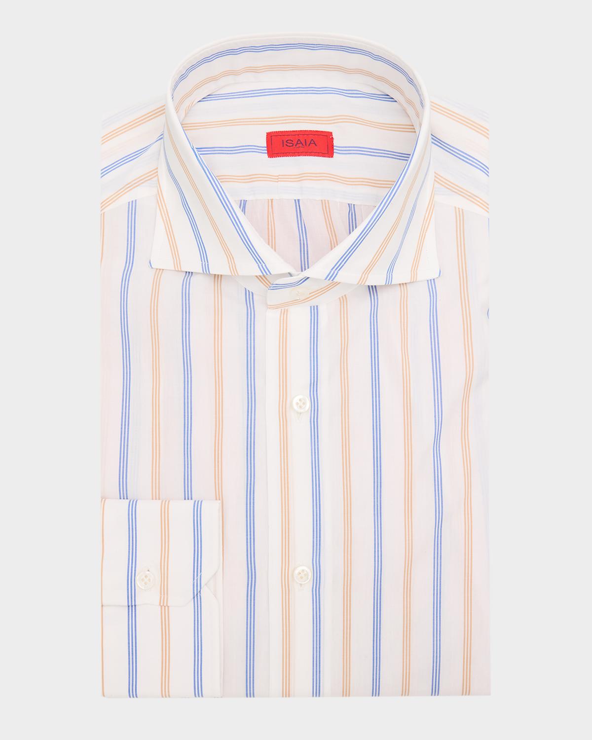 Isaia Men's Variegated Stripe Cotton Dress Shirt