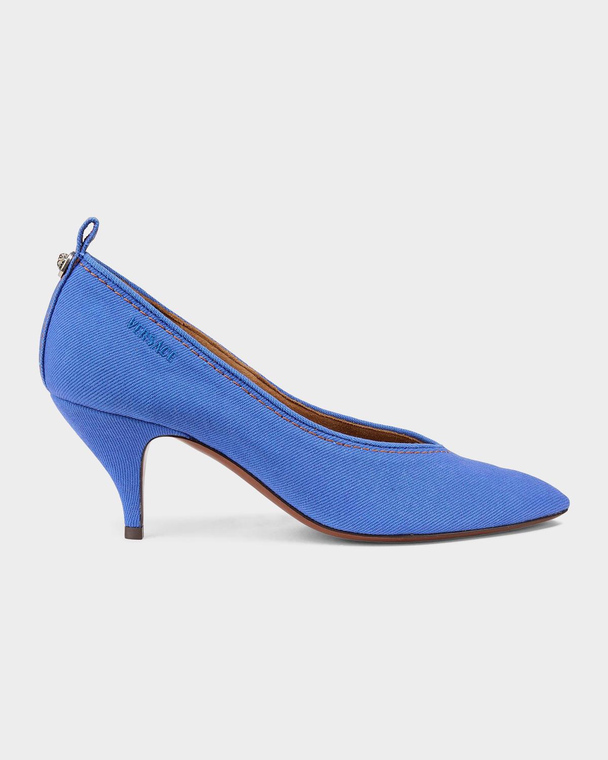 Versace 65mm Canvas Pointed-Toe Pumps
