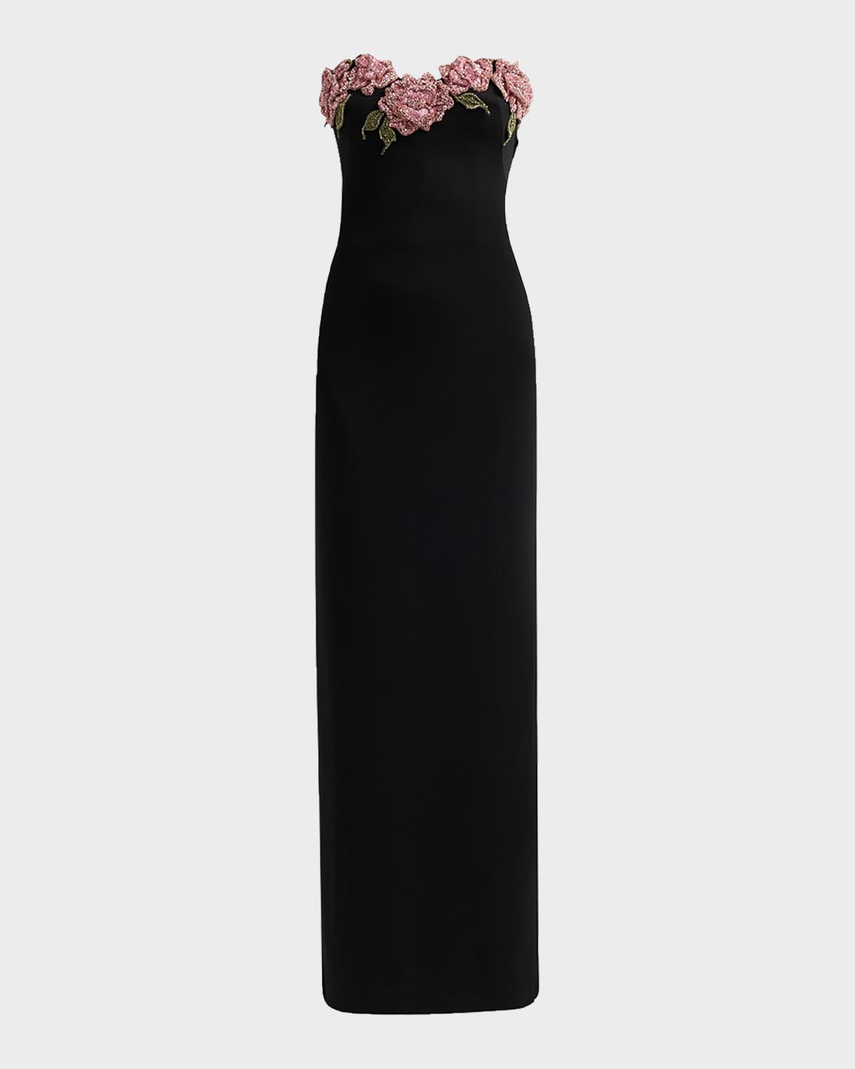 Atelier Prabal Gurung Blanca Embellished Rose Strapless Gown