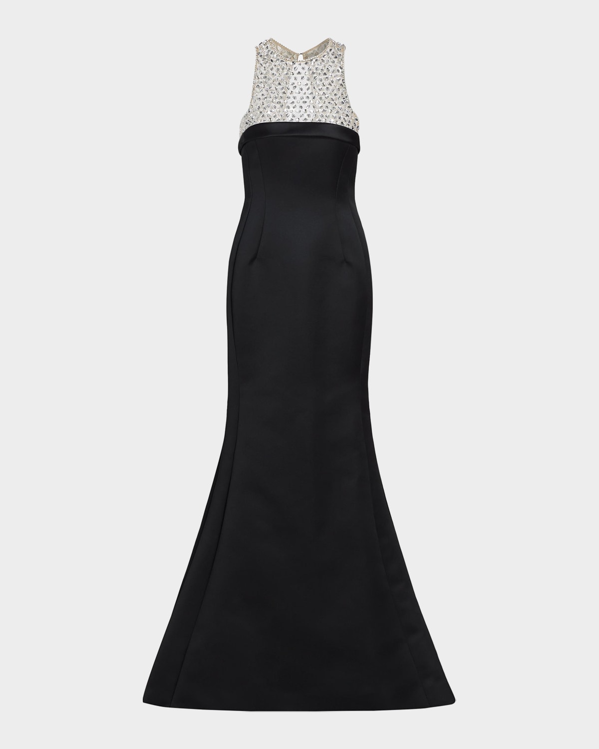 Hunter Crystal And Satin Halter Trumpet Gown