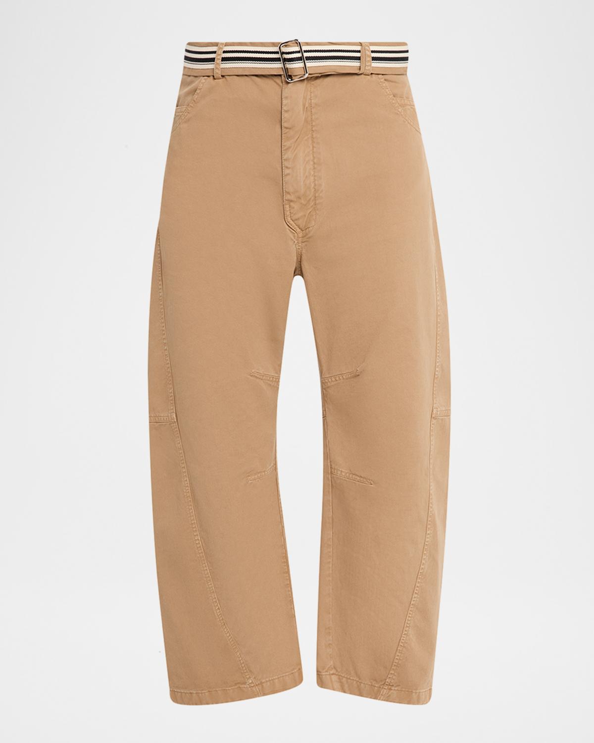 MORDECAI Men's Cotton Belted Barrel-Leg Pants