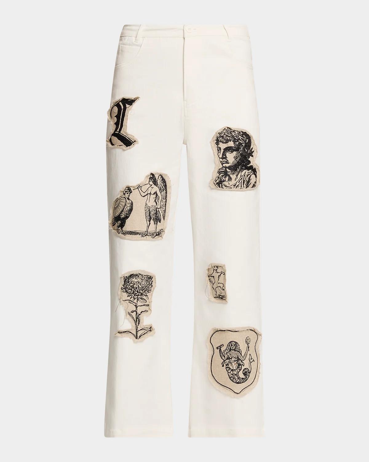 Libertine Graphic Patches Kickflare-leg Ankle Jeans