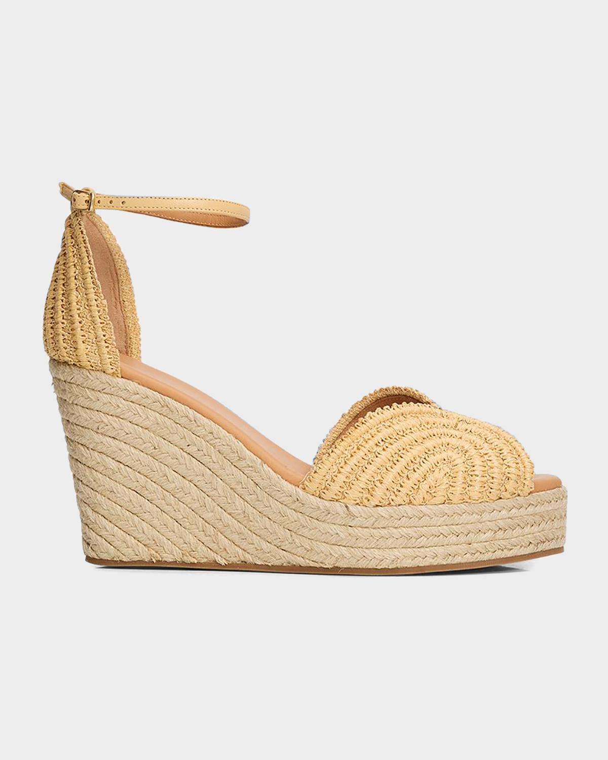 Odissì 95mm Ava Raffia Espadrille Wedge Sandals