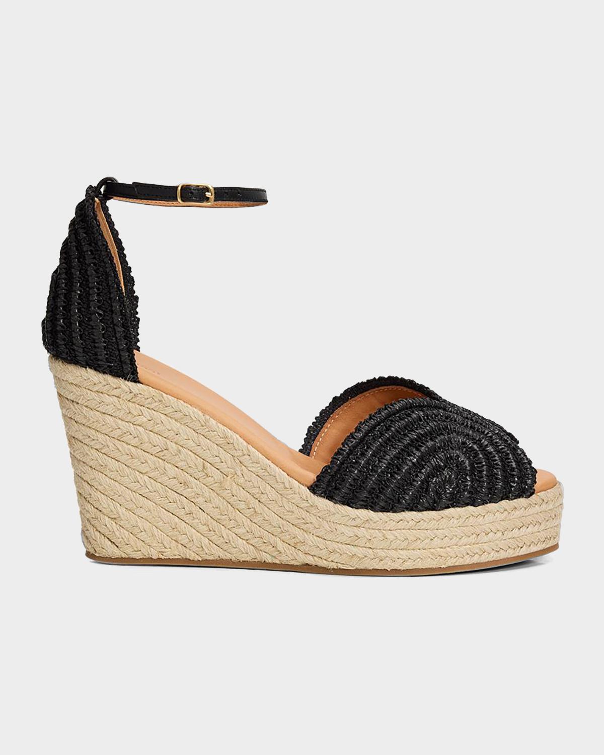 Odissì 95mm Ava Raffia Espadrille Wedge Sandals