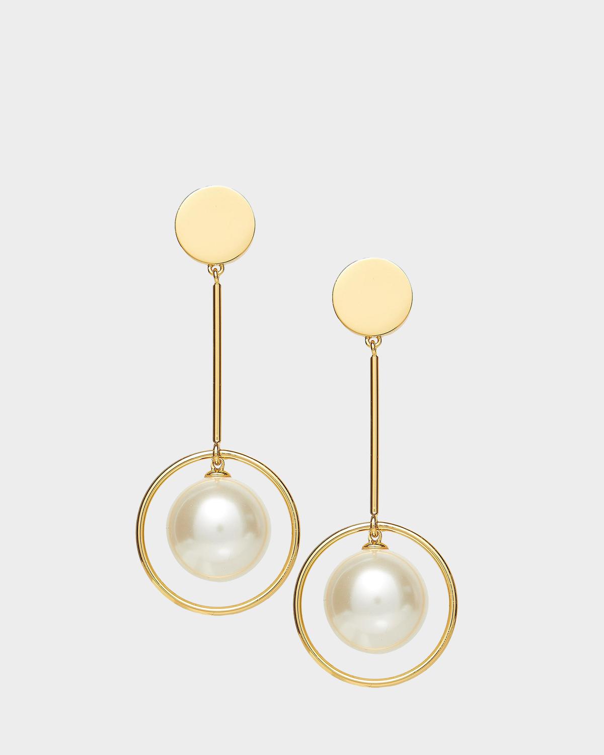 Pendulum Faux Pearl Linear Earrings