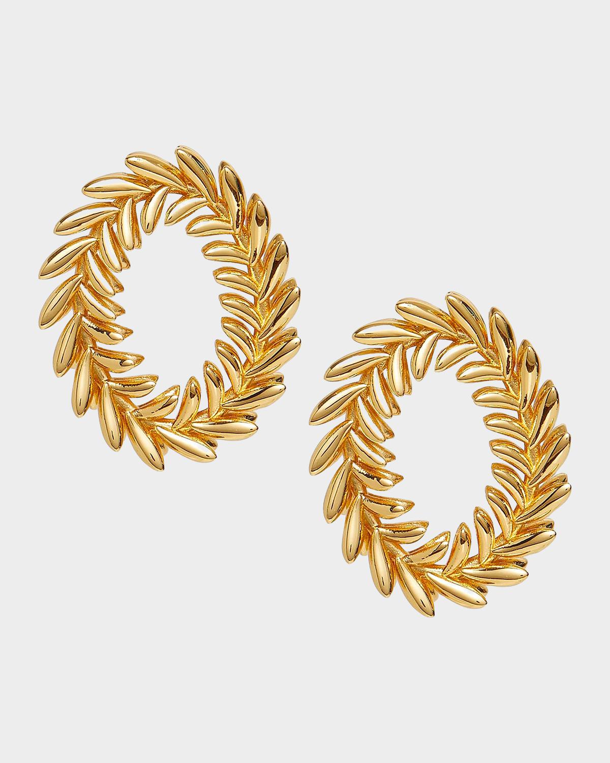 Oval Wreath 14K-Gold-Plated Earrings