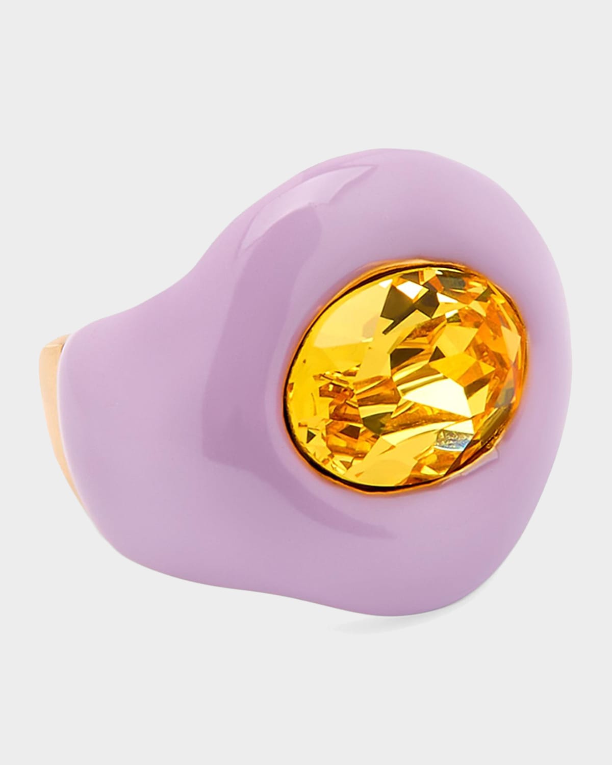 Oscar de la Renta 14K-Gold-Plated, Enamel & Glass Crystal Ring