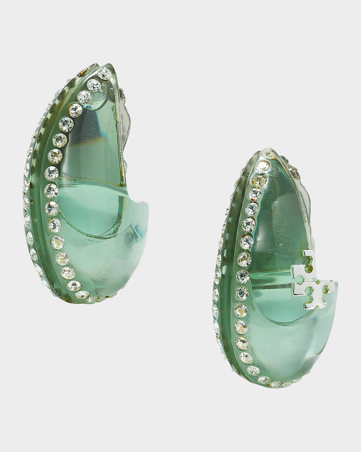 Tory Burch Wave Resin and Crystal Clip-On Drop Earrings