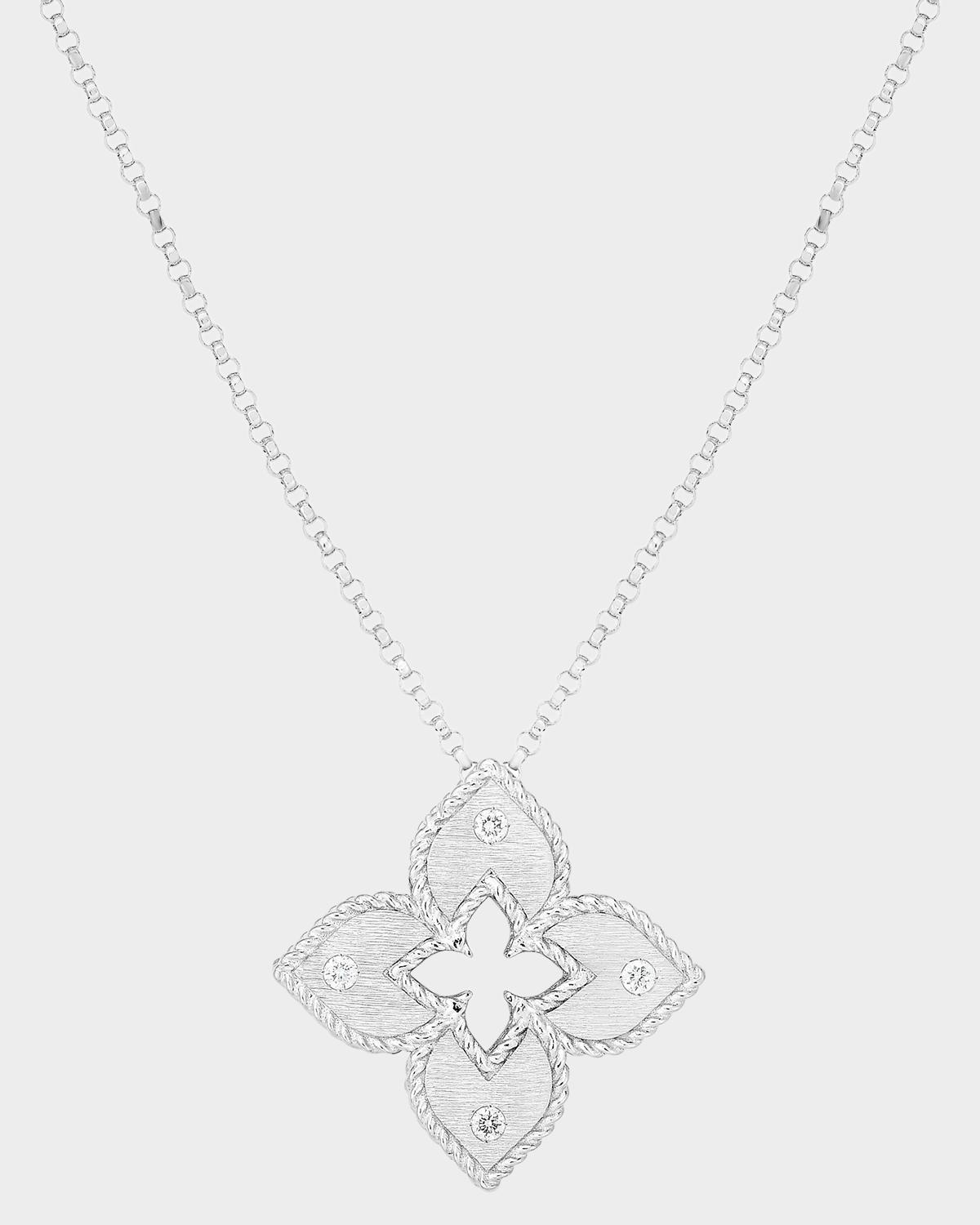 Petite Venetian 18K White Gold & Diamond Pendant Necklace