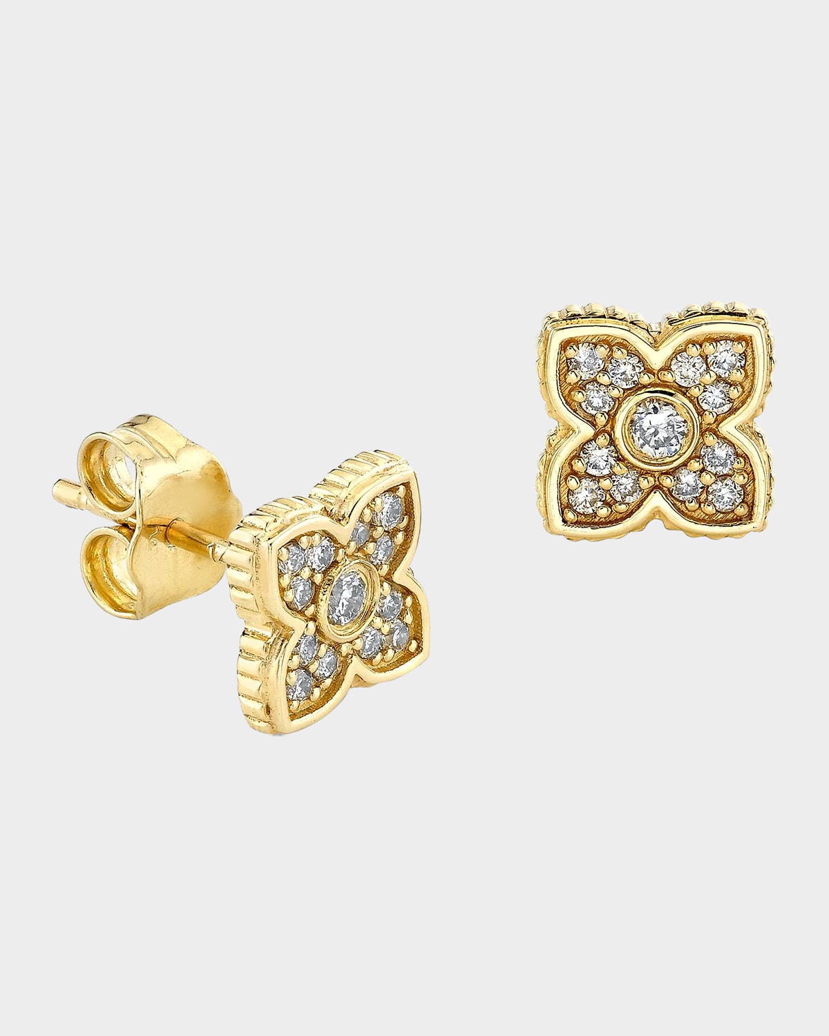 Sydney Evan 14K Gold Diamond Morocccan Stud Earring, Single