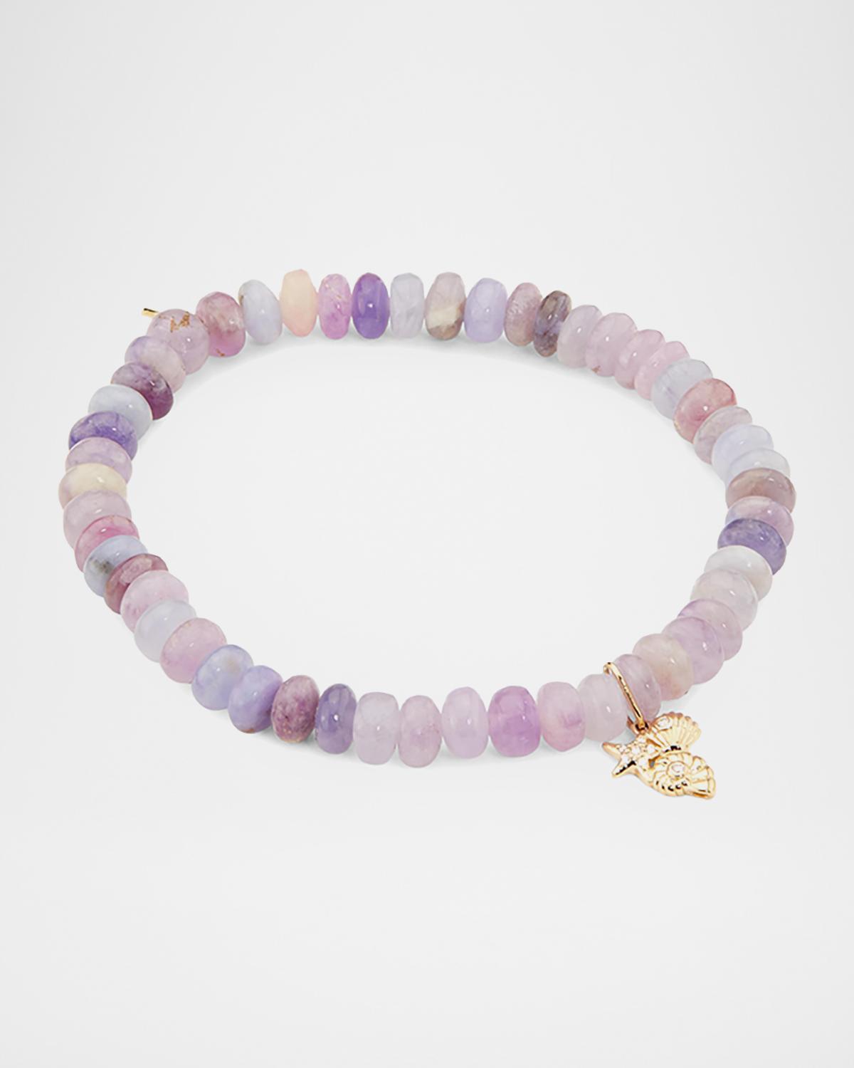 14K Diamond Shells on Hackmanite Stretch Bracelet