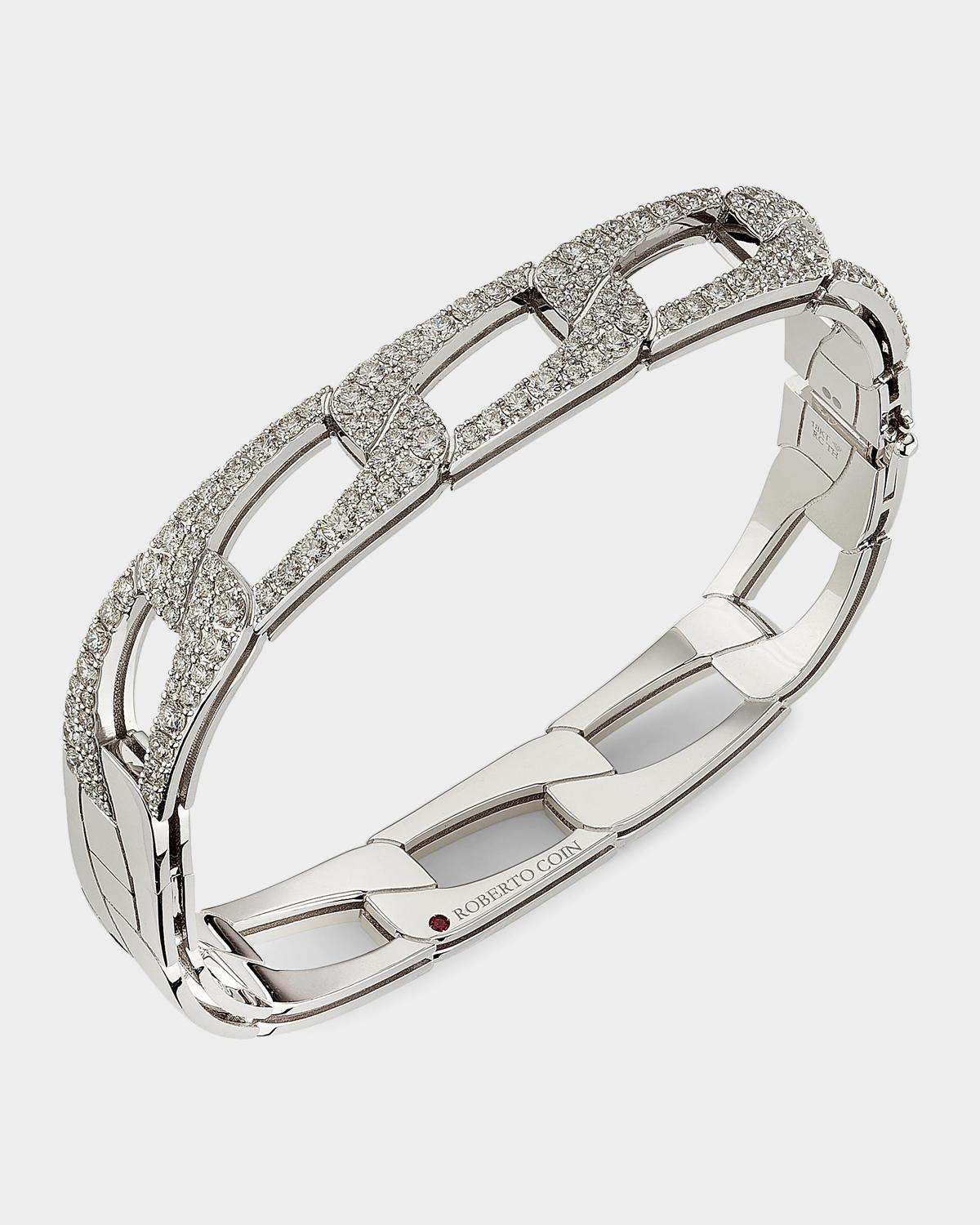 Navarra 18K White Gold & 2.68 TCW Diamond Square Chain Bangle Bracelet