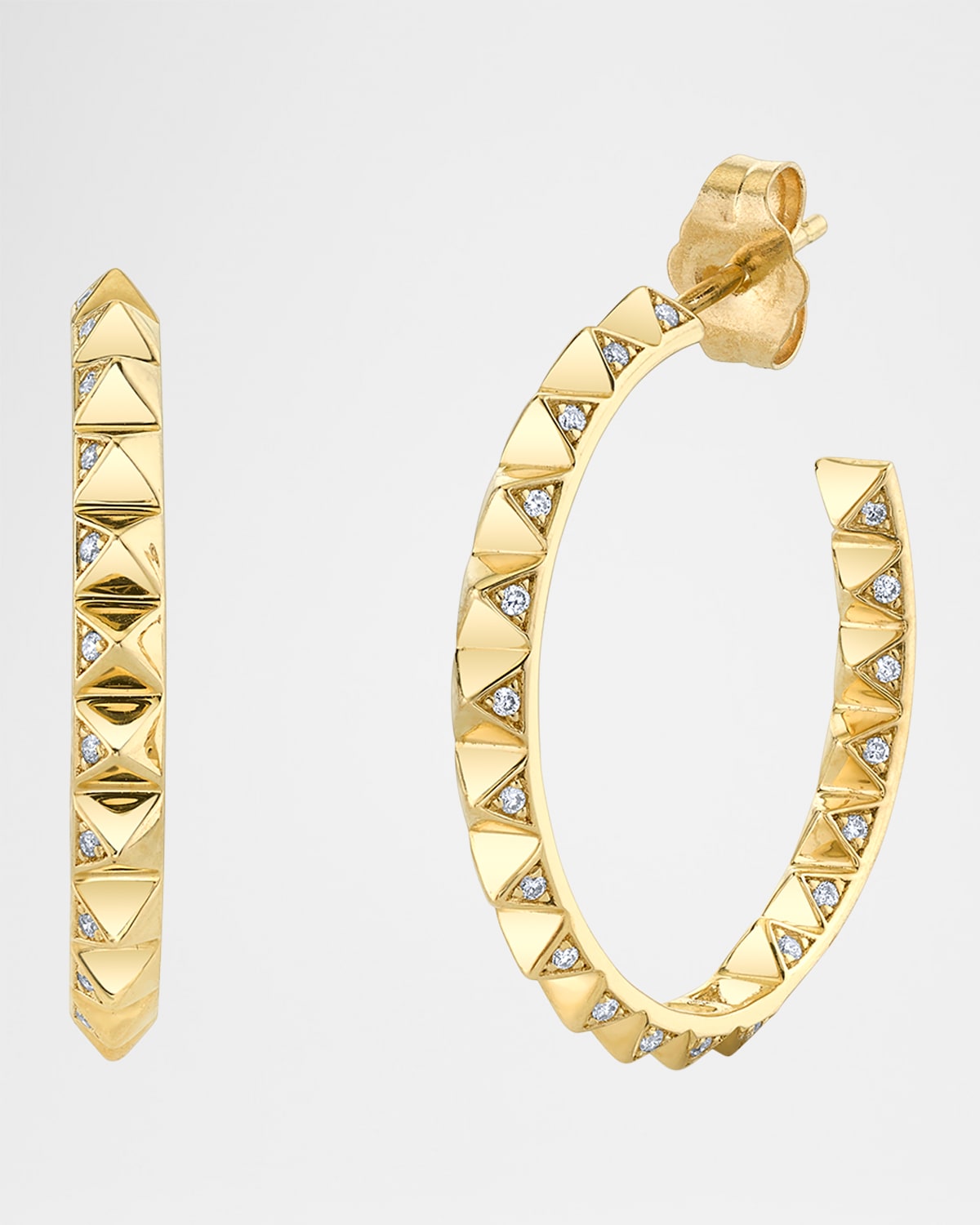 Sydney Evan 14K Yellow Gold & Diamond Medium Pyramid Hoop Earrings