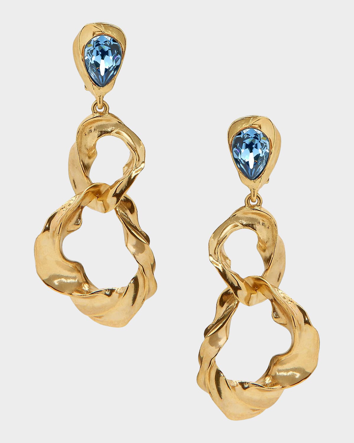 Oscar de la Renta Goldtone & Glass Crystal Clip-On Drop Earrings