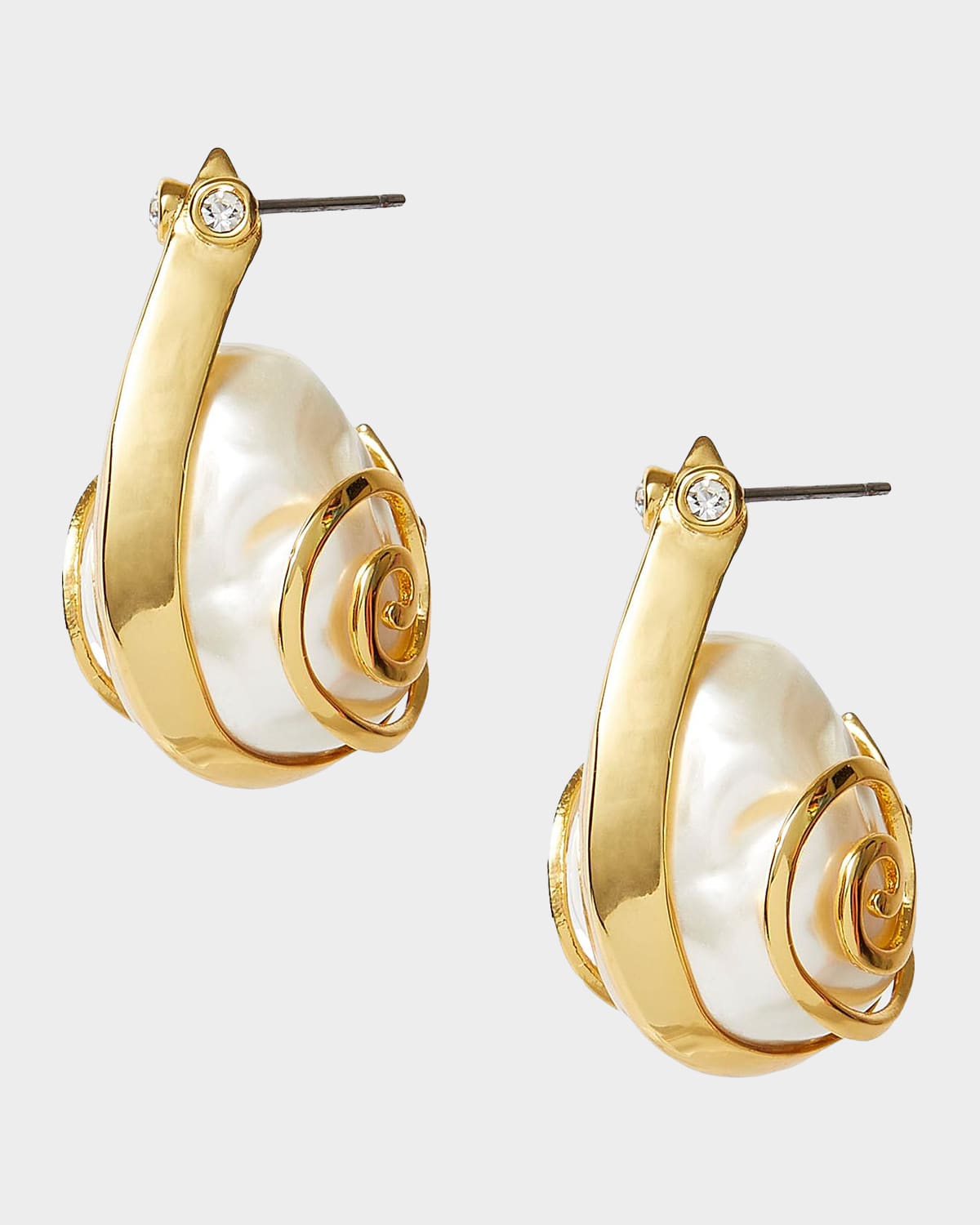 Lele Sadoughi Snail 14K-Gold-Plated, Crystal & Imitation Pearl Hoop Earrings