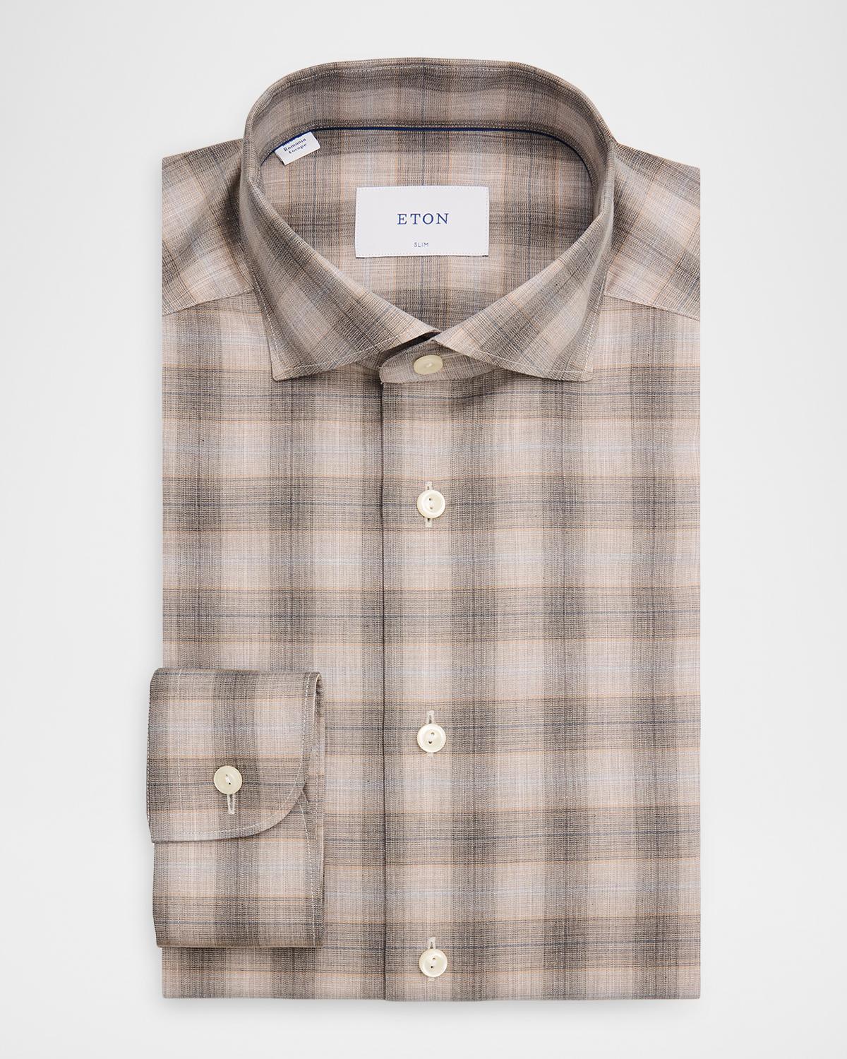 Eton Men's Slim Fit Check Twill Dress Shirt