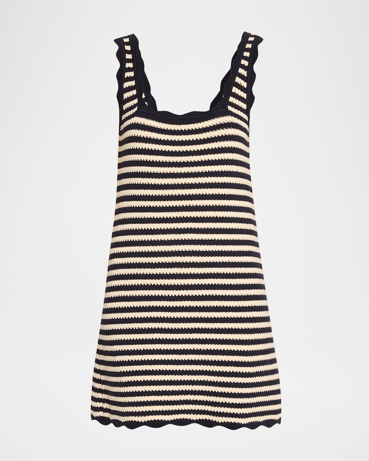 Ciao Lucia Domeka Stripe Crochet-Knit Mini Dress
