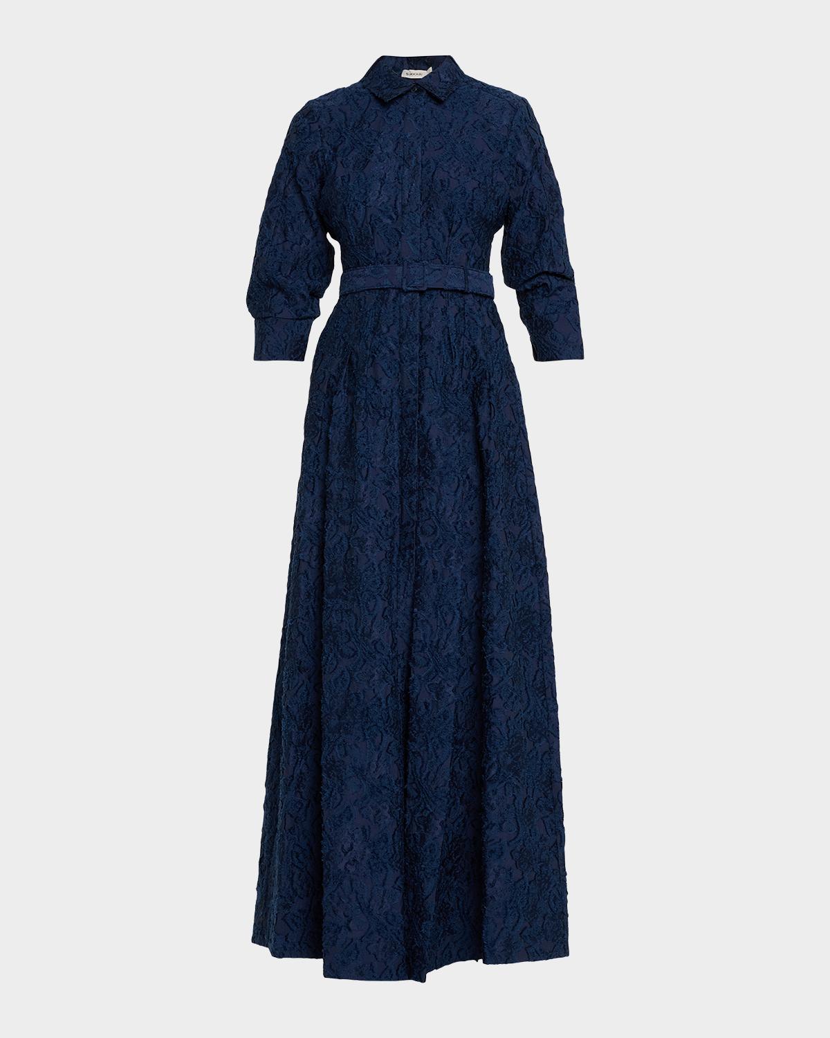 SIMKHAI Courtney Belted Organza Jacquard Gown