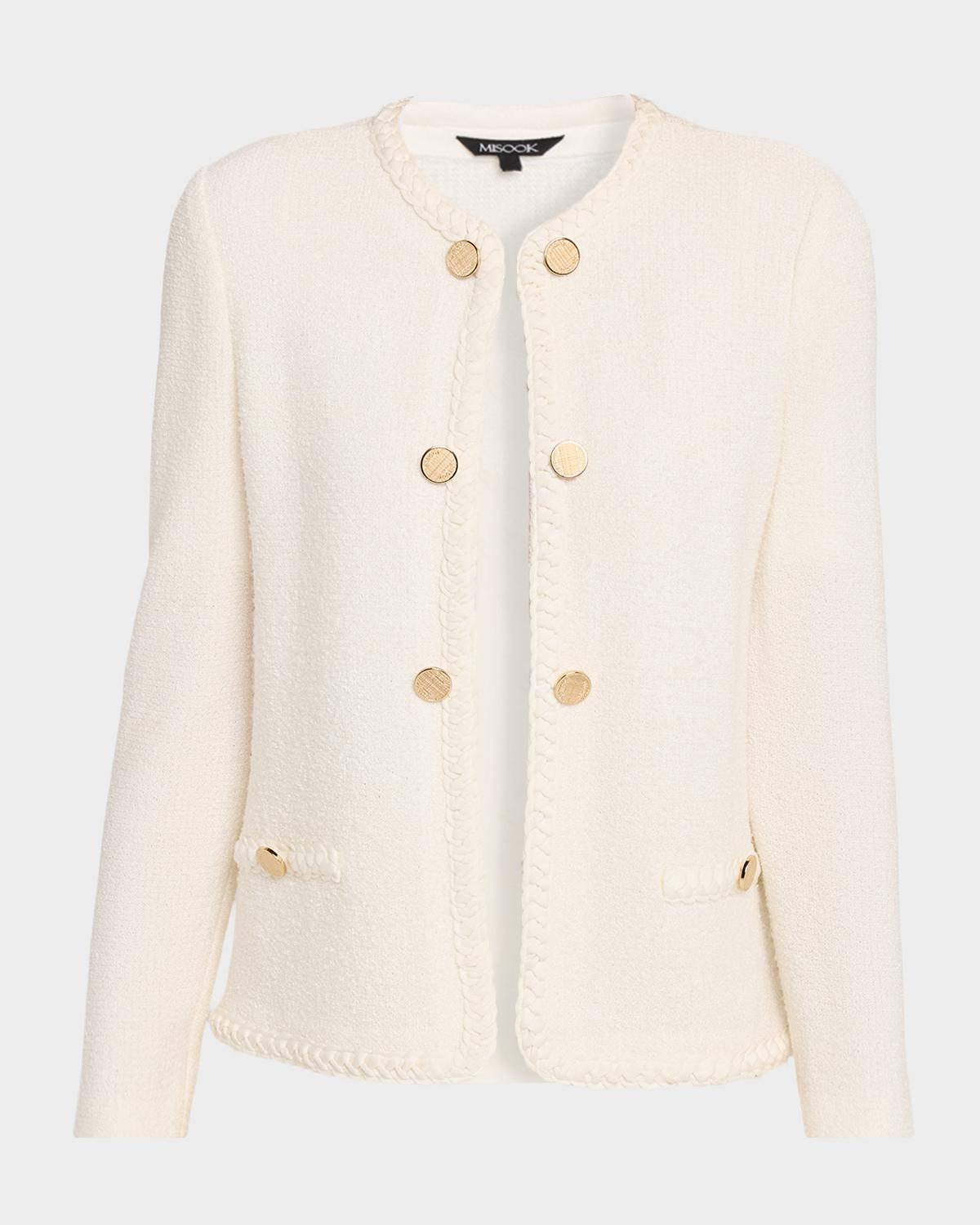 Misook Relaxed Braid-Trim Tweed Jacket
