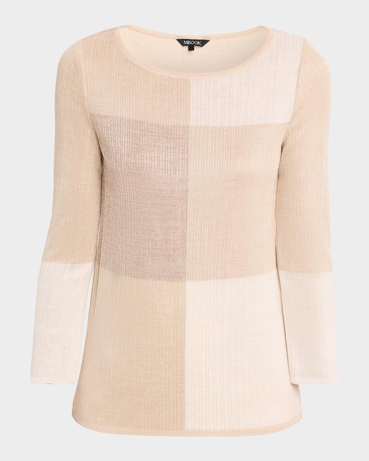 Misook Colorblock Shimmer Knit Tunic