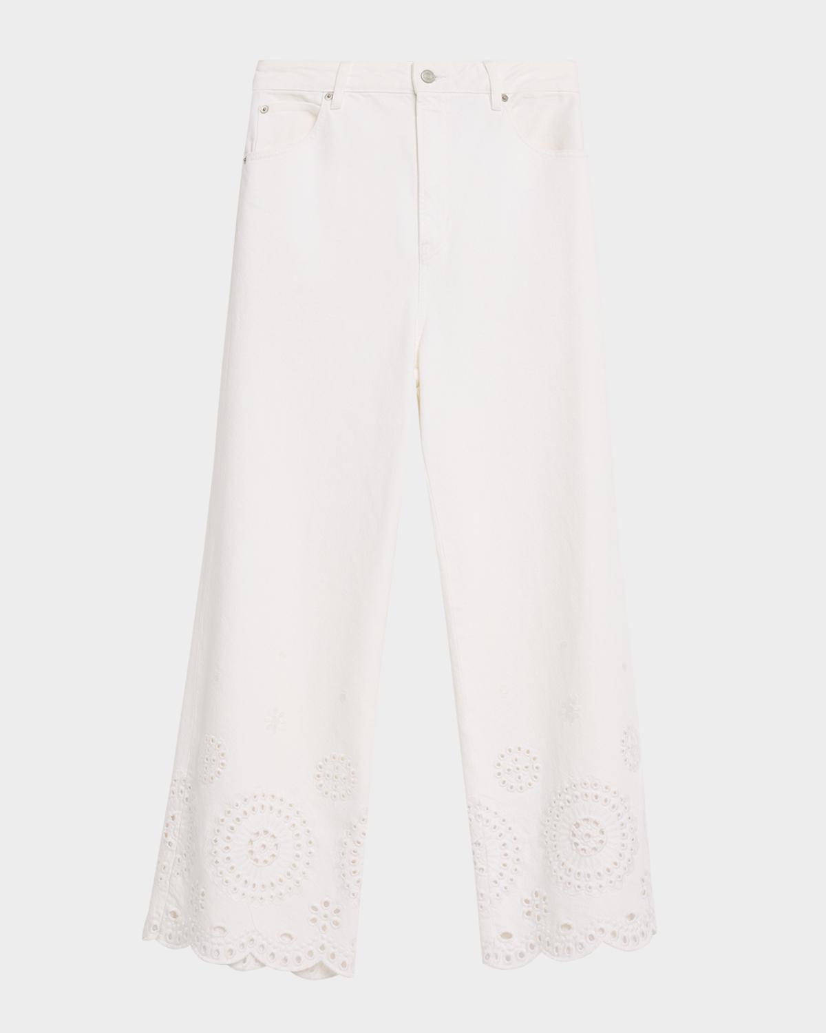 FRAME The Eyelet Wide-Flare Jeans