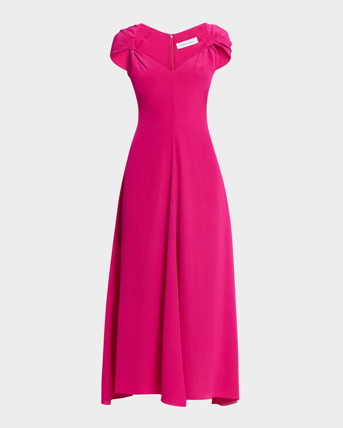 Prabal Gurung Twisted Cap-Sleeve A-Line Midi Dress
