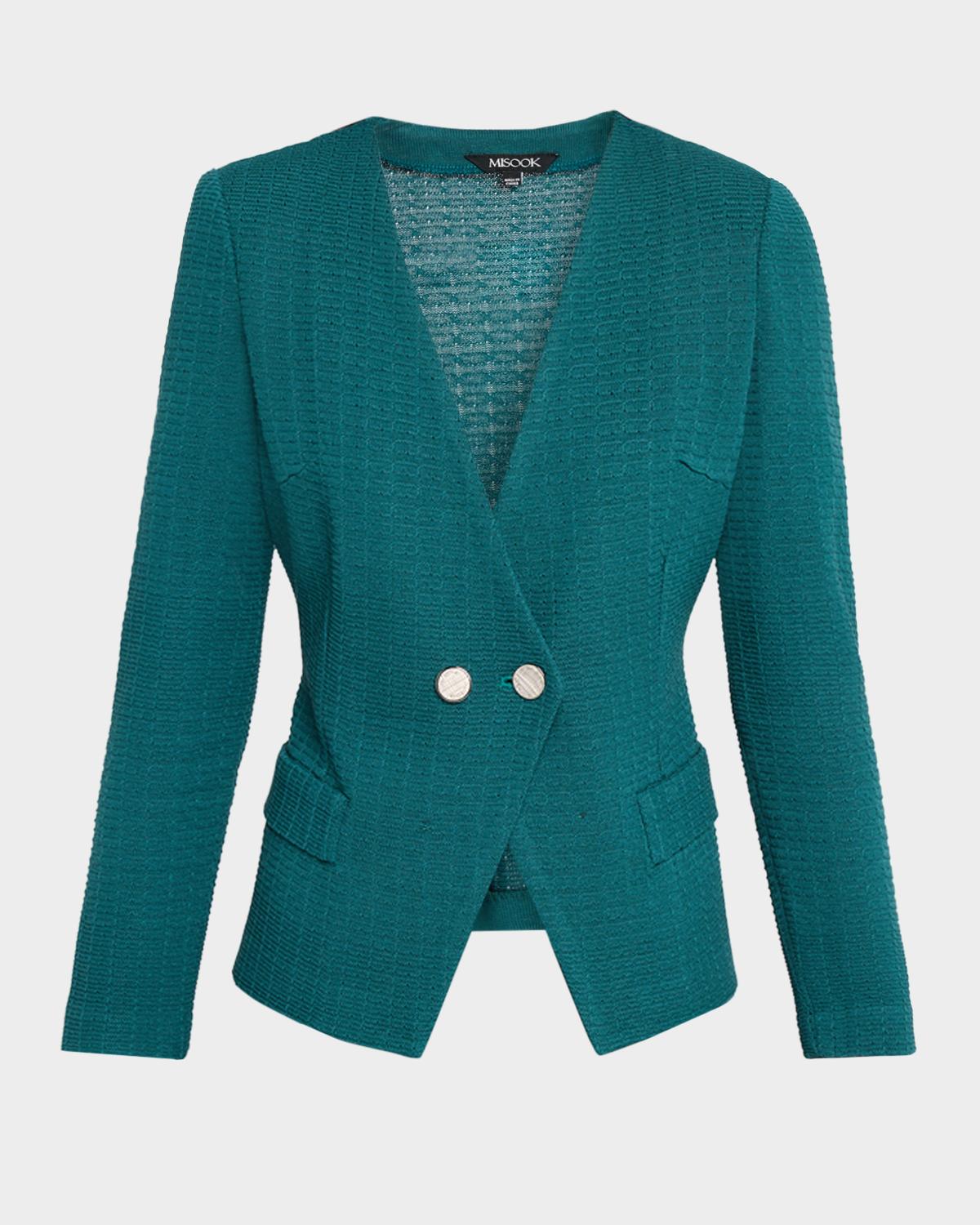 Misook Tailored Double-Breasted Knit Jacket