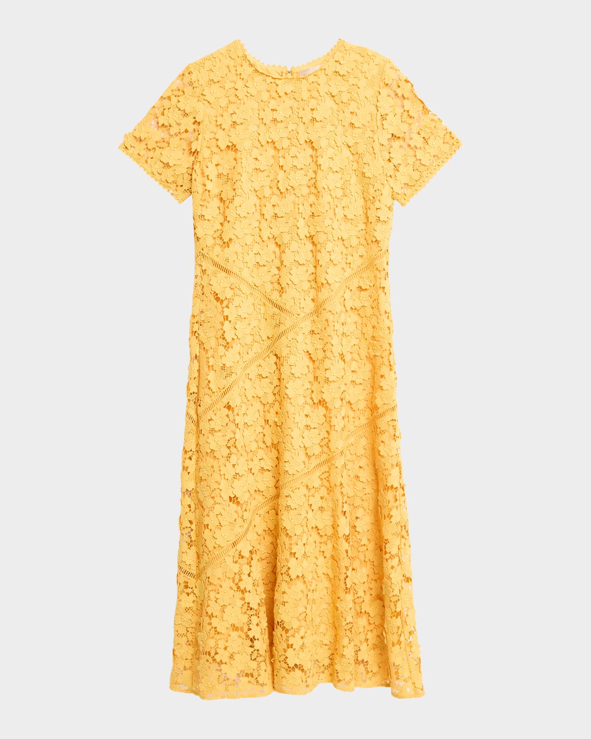 Elie Tahari The Marci Scalloped Floral Lace Midi Dress