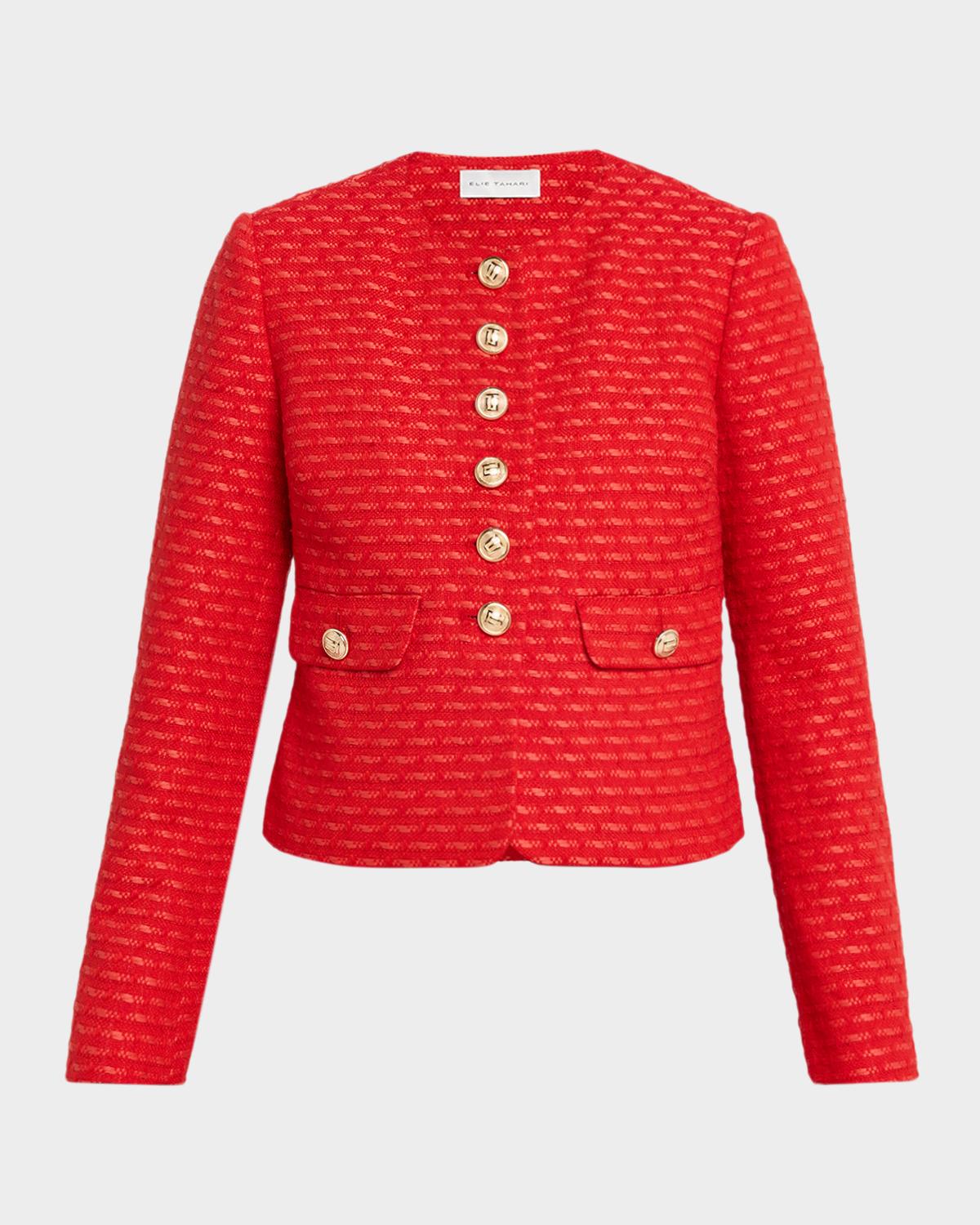 Elie Tahari The Marlena Button-Down Tweed Jacket