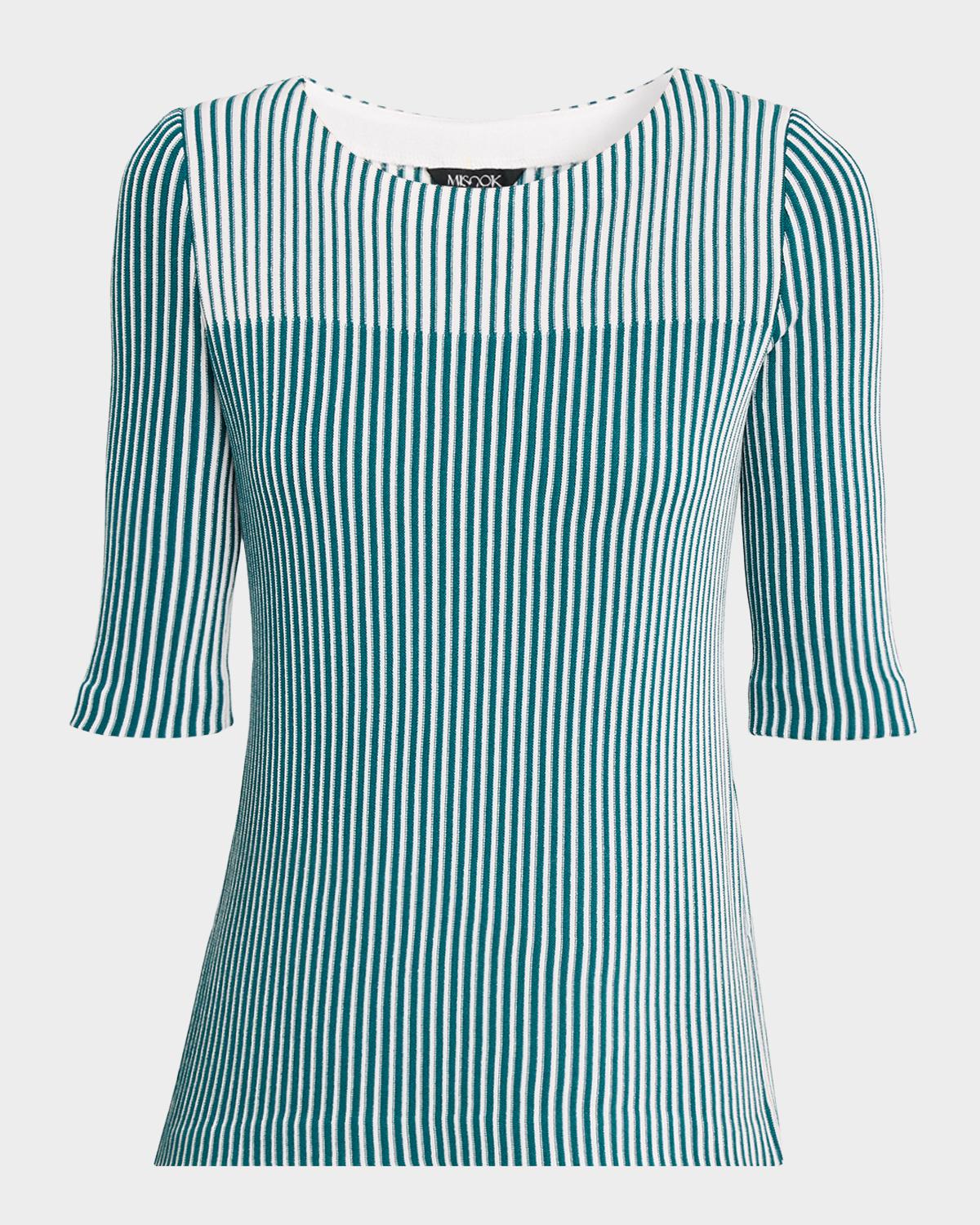 Misook Two-Tone Striped Knit Tunic
