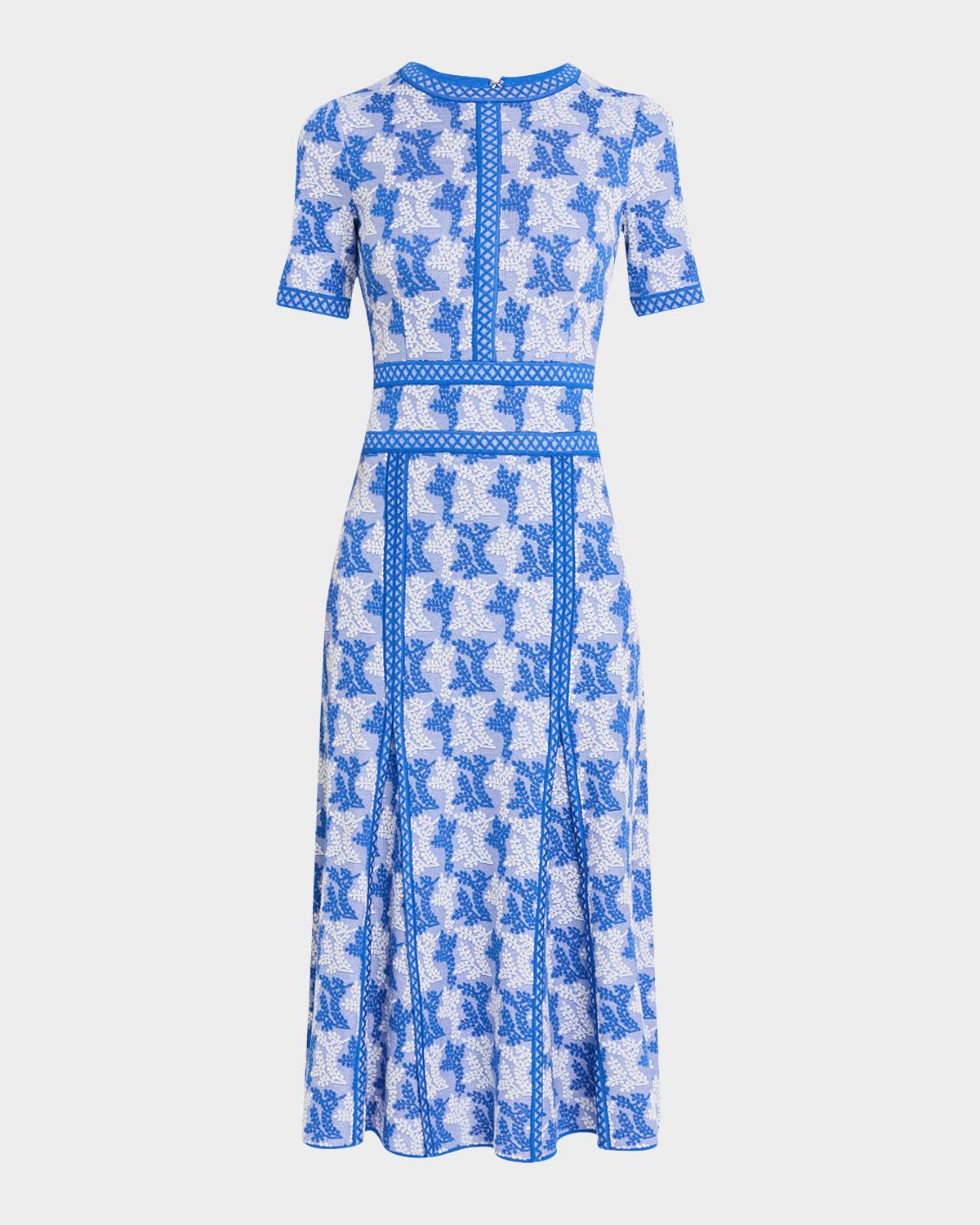 Misook Intarsia-Knit Godet Midi Dress