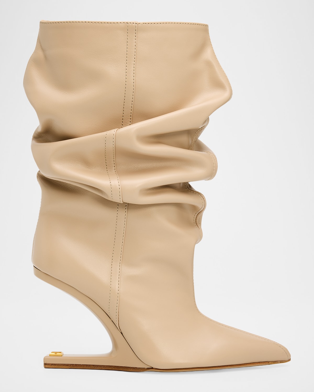 Balmain No Wedge Smooth Leather Ankle Boots In Sand