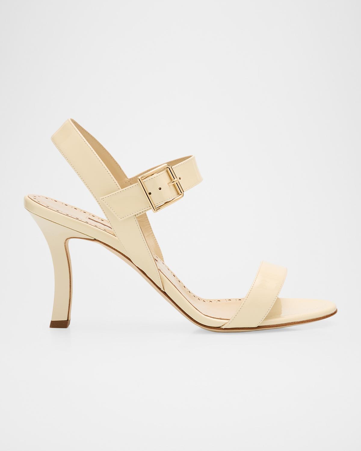 Manolo Blahnik 50mm Sakapla Leather Ankle-Strap Sandals