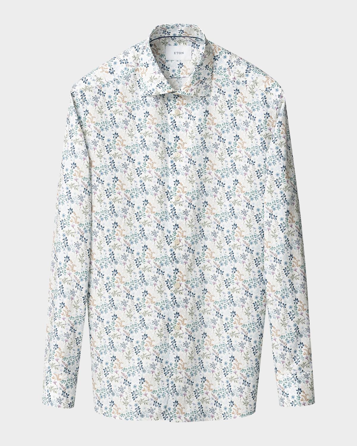 Eton Men's Contemporary Fit Floral Twill Dress Shirt