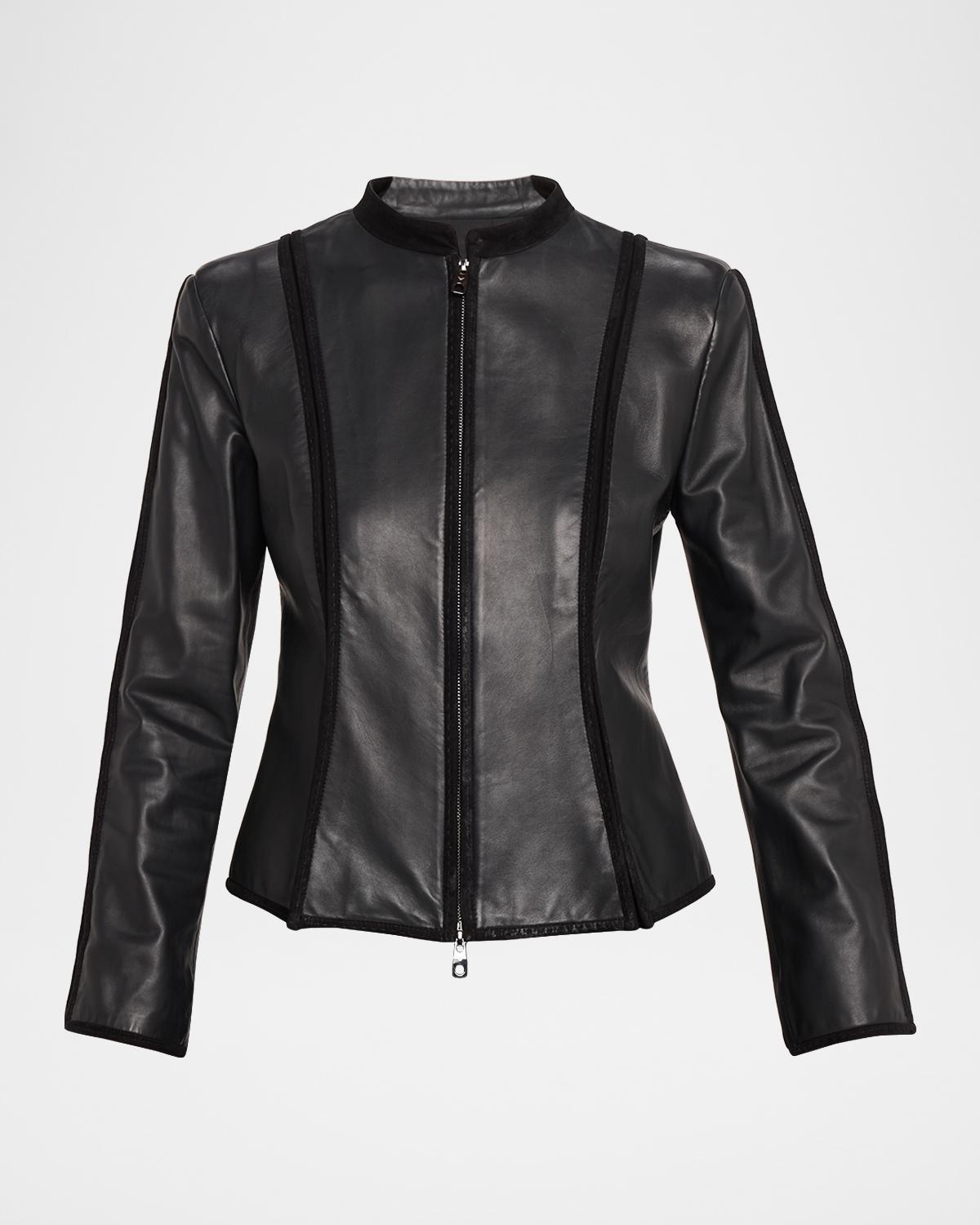 Emporio Armani Seamed Leather Jacket