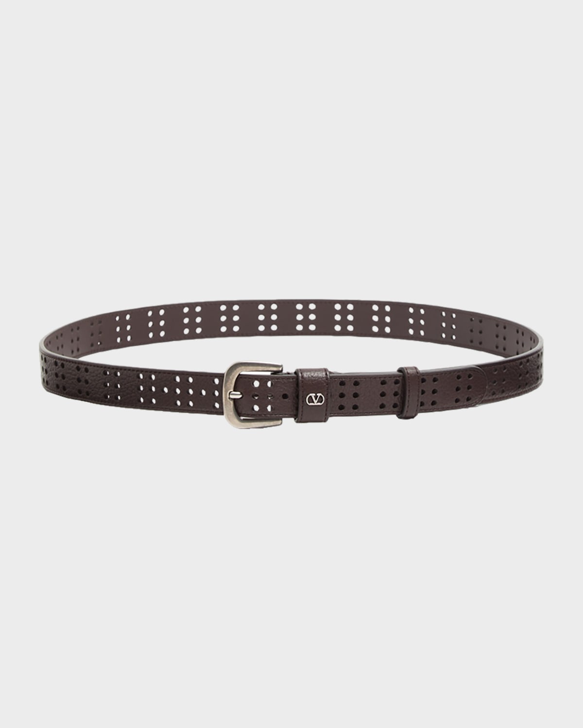 Valentino Garavani Men 's Mini VLogo Signature Belt in Perforated Leather | Thumbnail 4