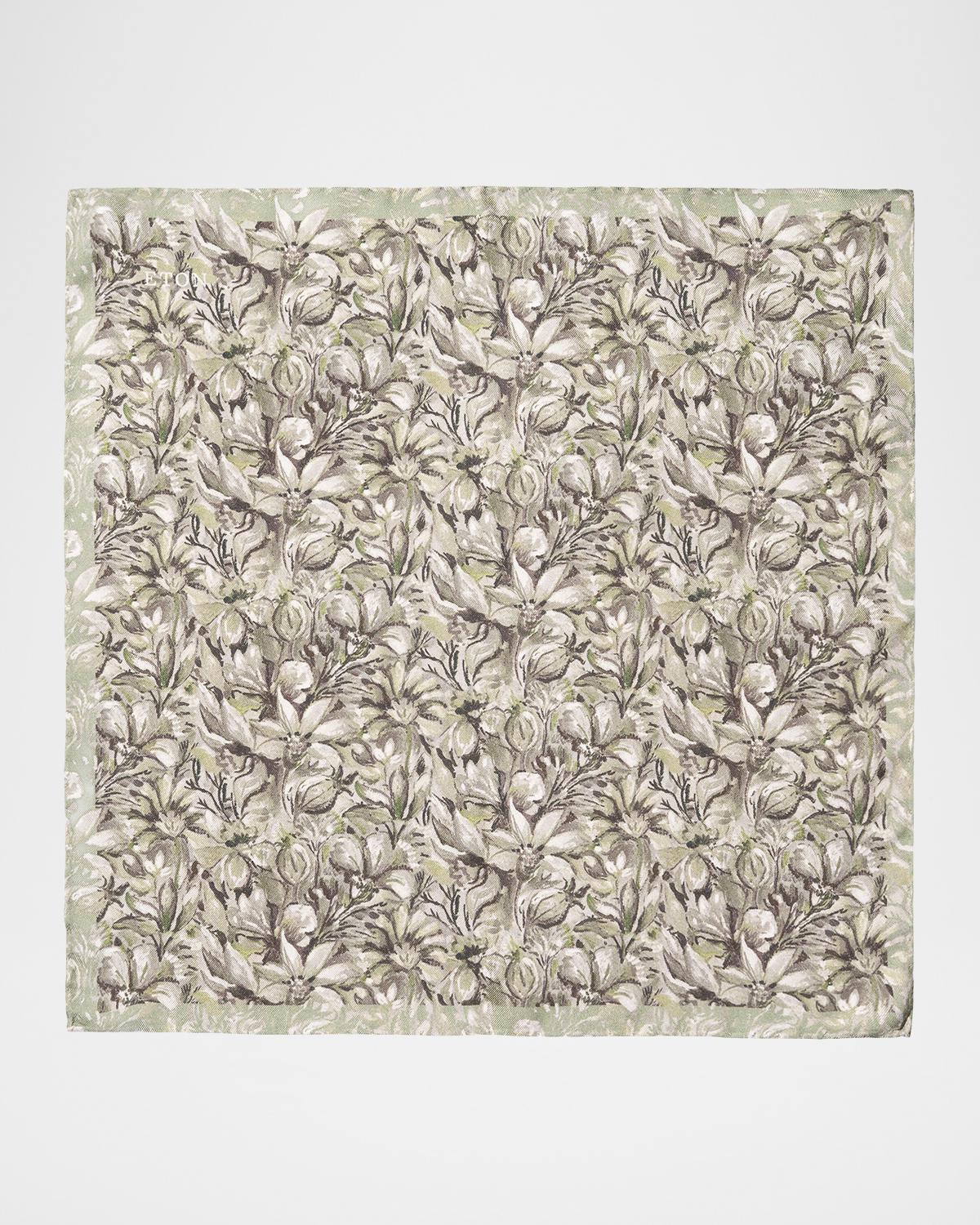 Eton Men's Floral Artwork Silk Pocket Square
