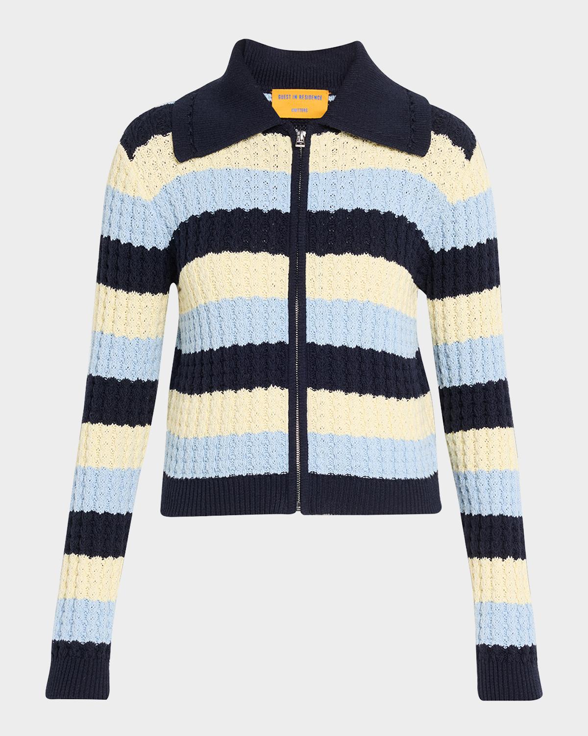 Guest in Residence Kirby Striped Cable-Knit Jacket