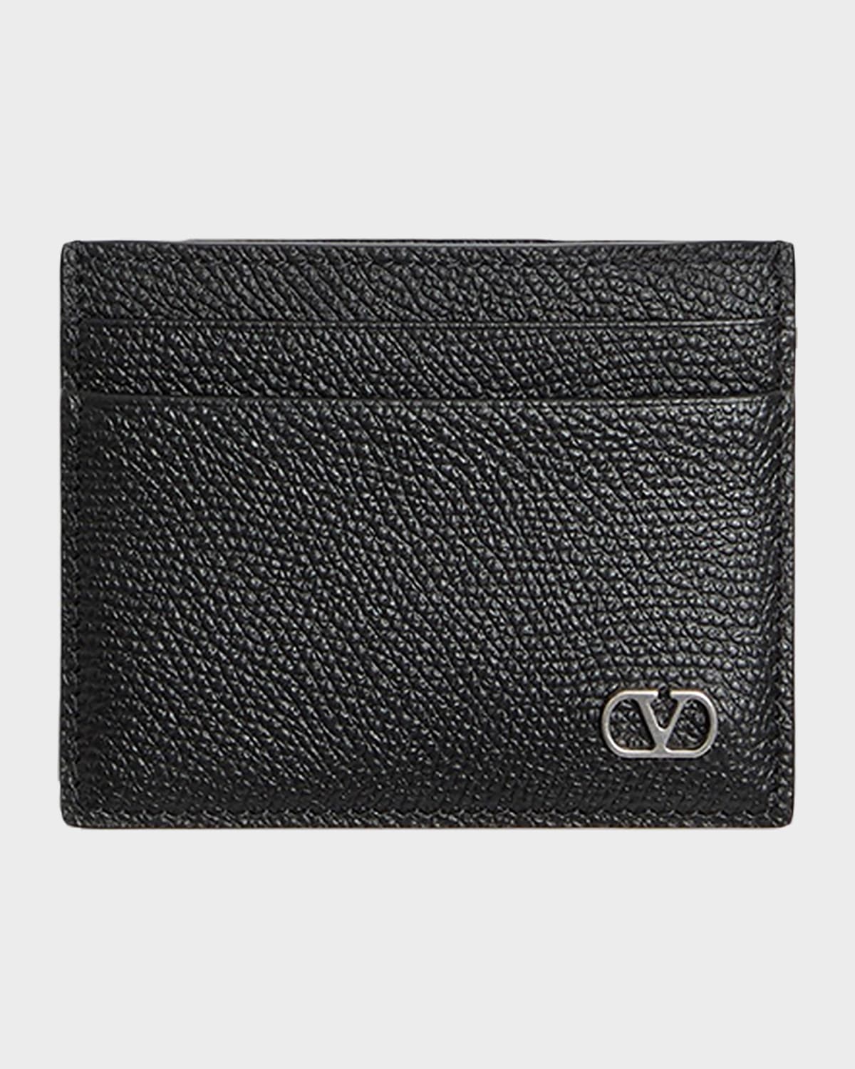 Valentino Garavani Men 's VLogo Signature Card Holder In Grainy Calfskin | Thumbnail 4 Valentino Garavani Men 's VLogo Signature Card Holder In Grainy Calfskin | Thumbnail 4