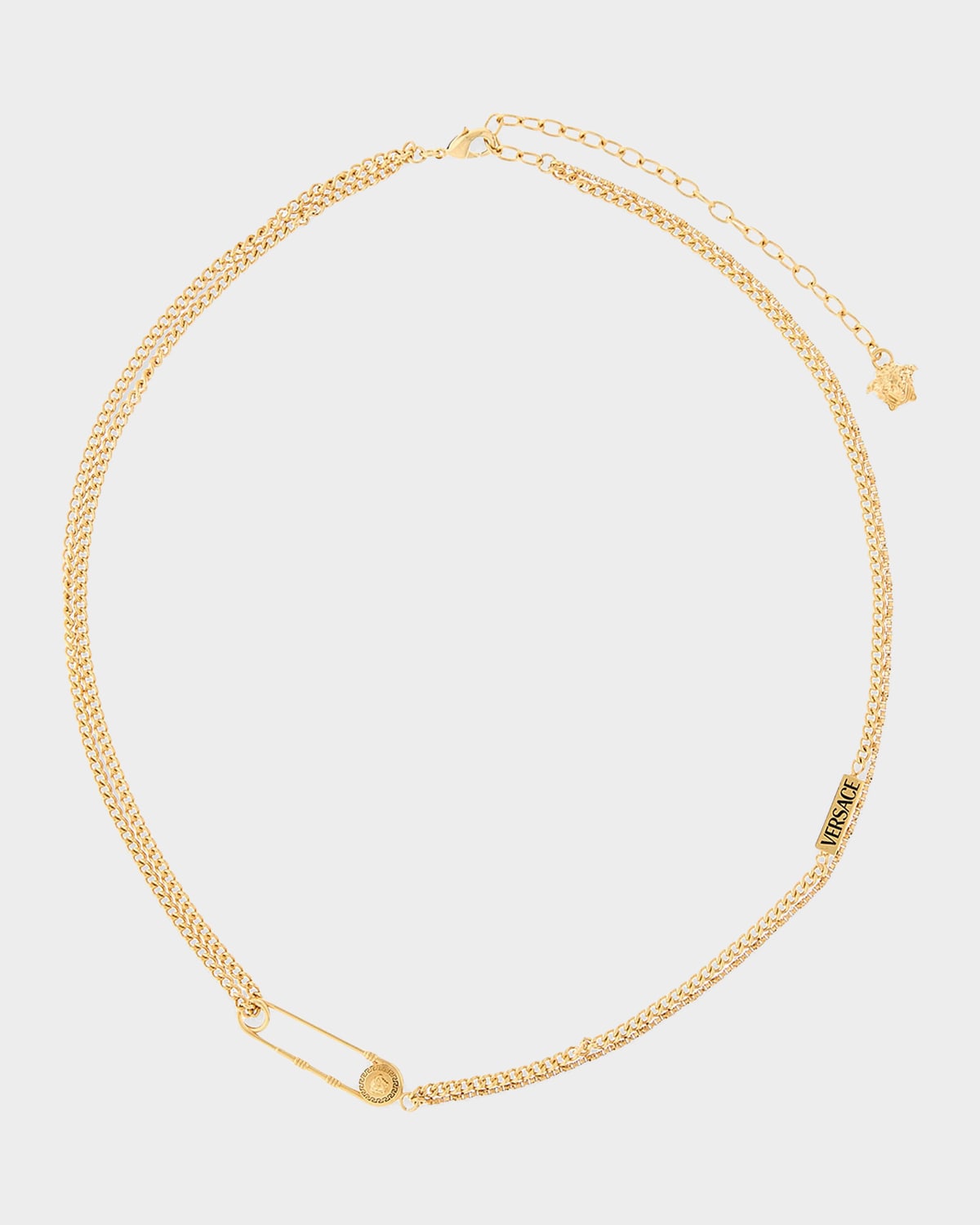 Versace Safety Pin Double-Chain Necklace