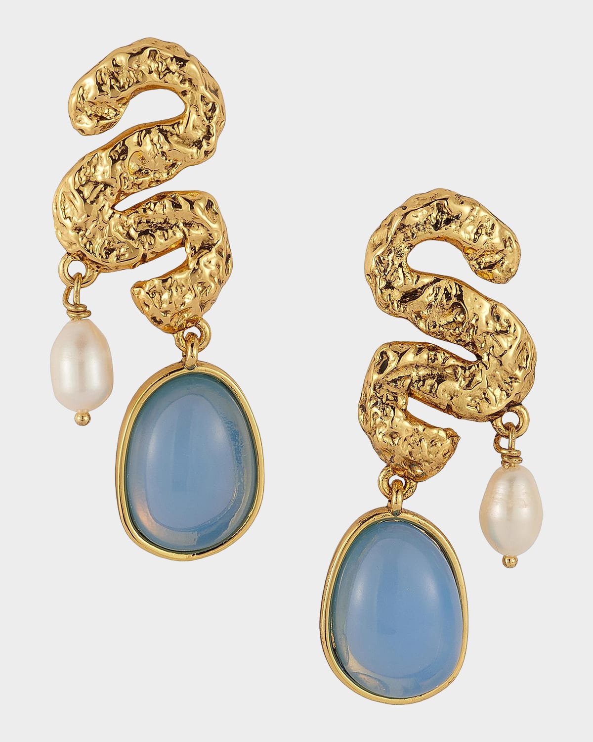 Mignonne Gavigan Noemi 14K-Gold-Plated, Blue Chalcedony & Freshwater Pearl Drop Earrings