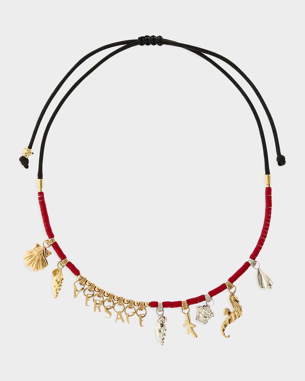 Goldtone & Waxed Cotton Cord Charm Necklace