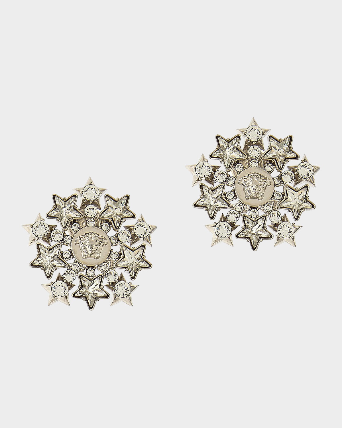 Versace Star Stream Silvertone & Glass Crystal Stud Earrings