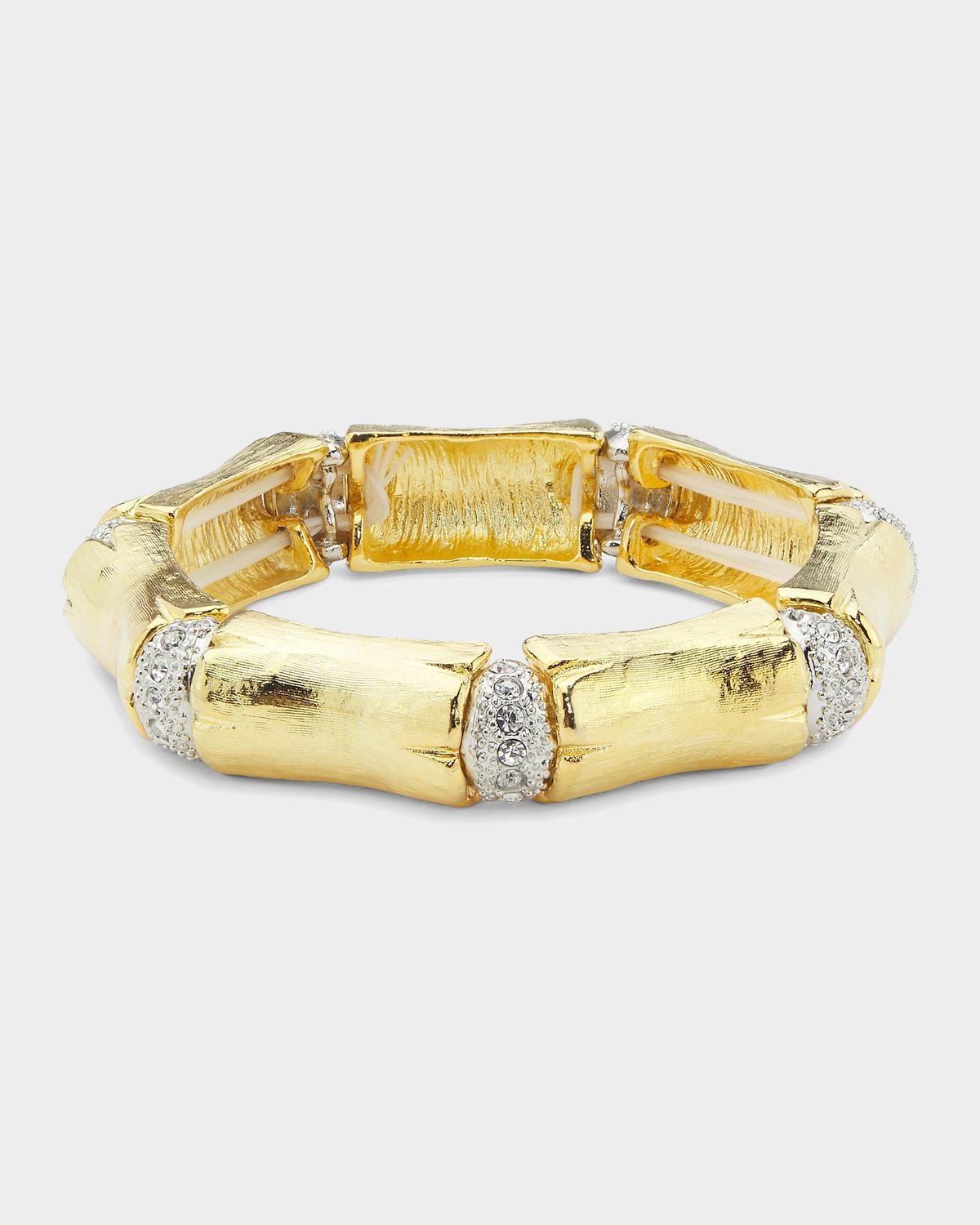 Bamboo Two-Tone And Pavé Crystal Stretch Bracelet