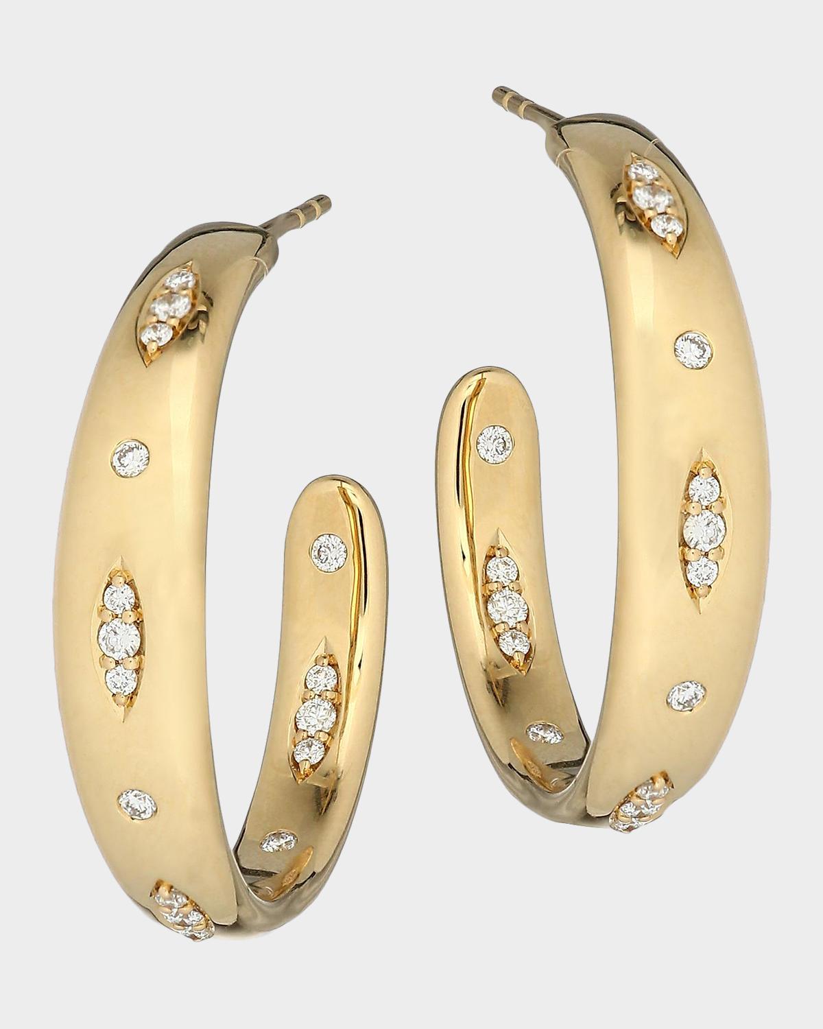 Gypsy 18K Yellow Gold &amp; Diamond Pavé Large Hoop Earrings